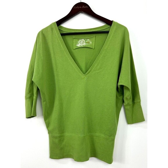 Gap Womens Sweatshirt Top Size M Green 3/4 Sleeve V Neck Cotton Pullover T - Picture 2 of 12
